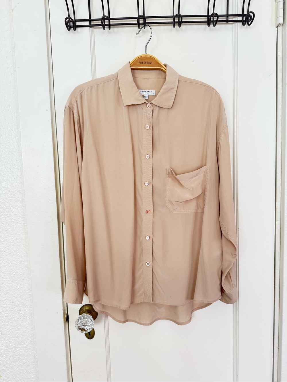100% silk beige blouse size S - equipment